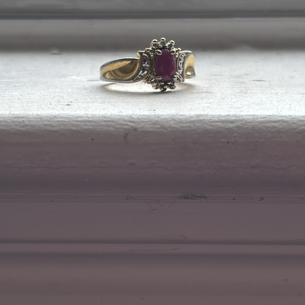 Vintage cocktail ring garnet and crystals size 5 - Picture 2 of 4
